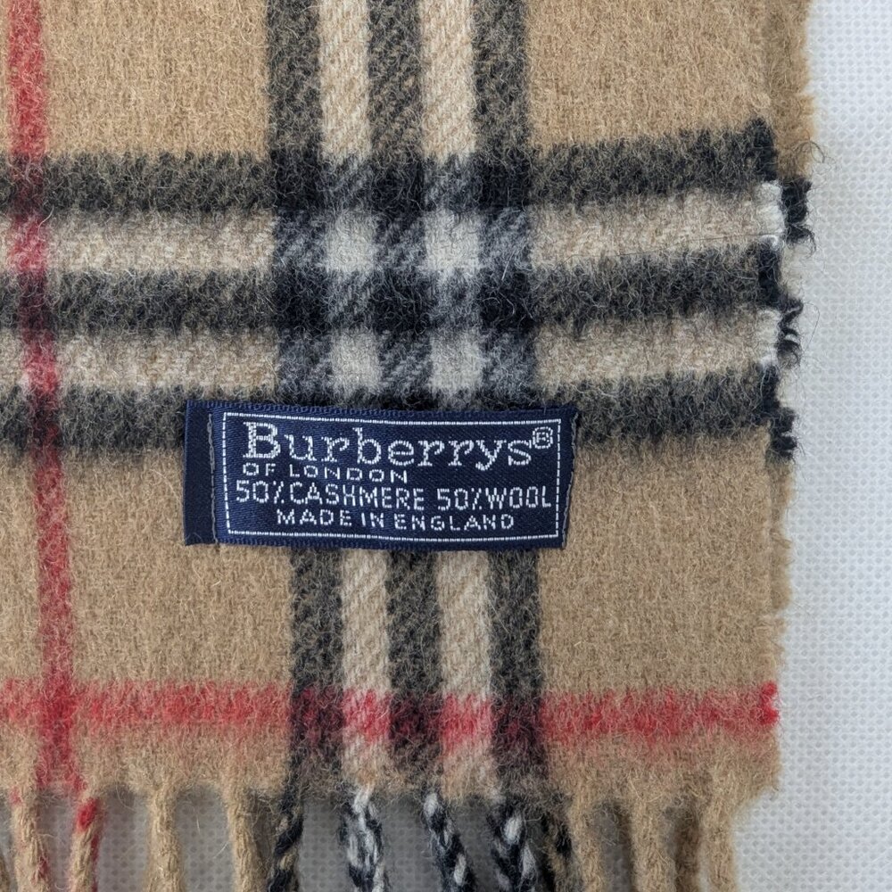 Burberry Check Beige Scarf Unisex | Cashmere Wool Blend | Authentic | Used - Picture 2 of 7